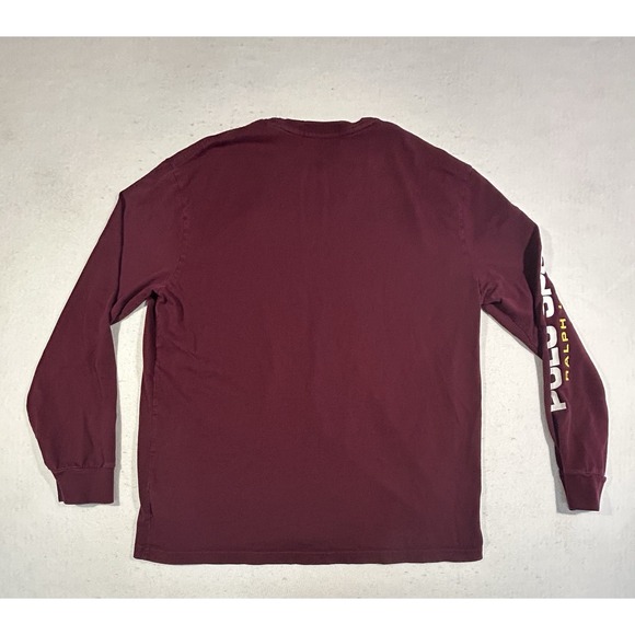 Polo Ralph Lauren Polo Sport Long Sleeve Shirt Men's Large Classic Fit Maroon - Picture 7 of 9